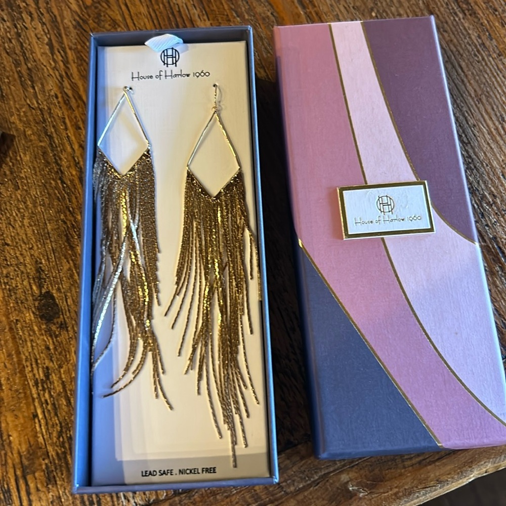 NIB House of Harlow gold earrings